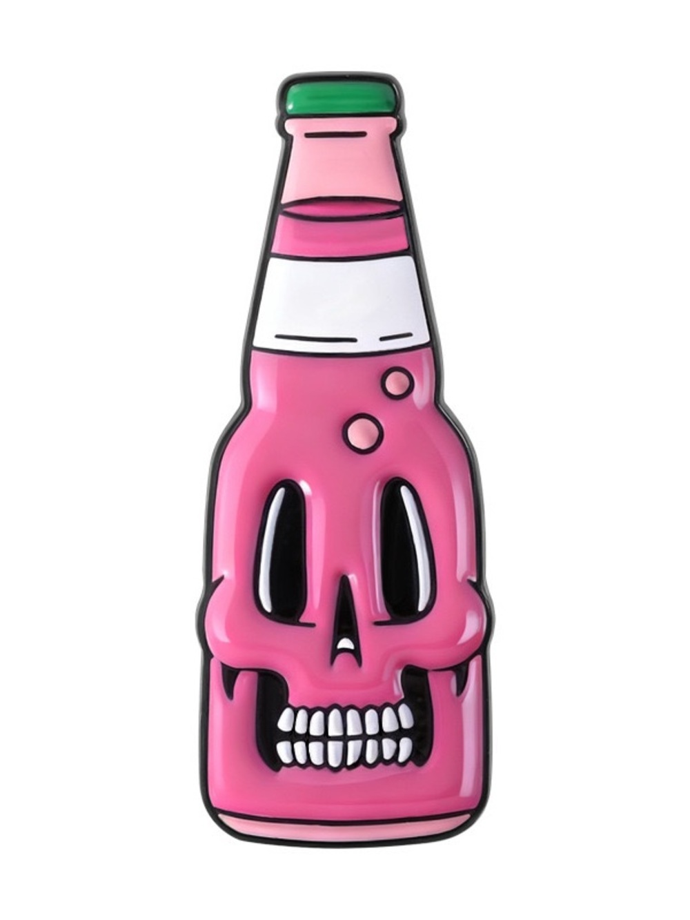 Pink Skull Soda Bottle Enamel Pin Gothic Punk Skeleton Lapel Brooch